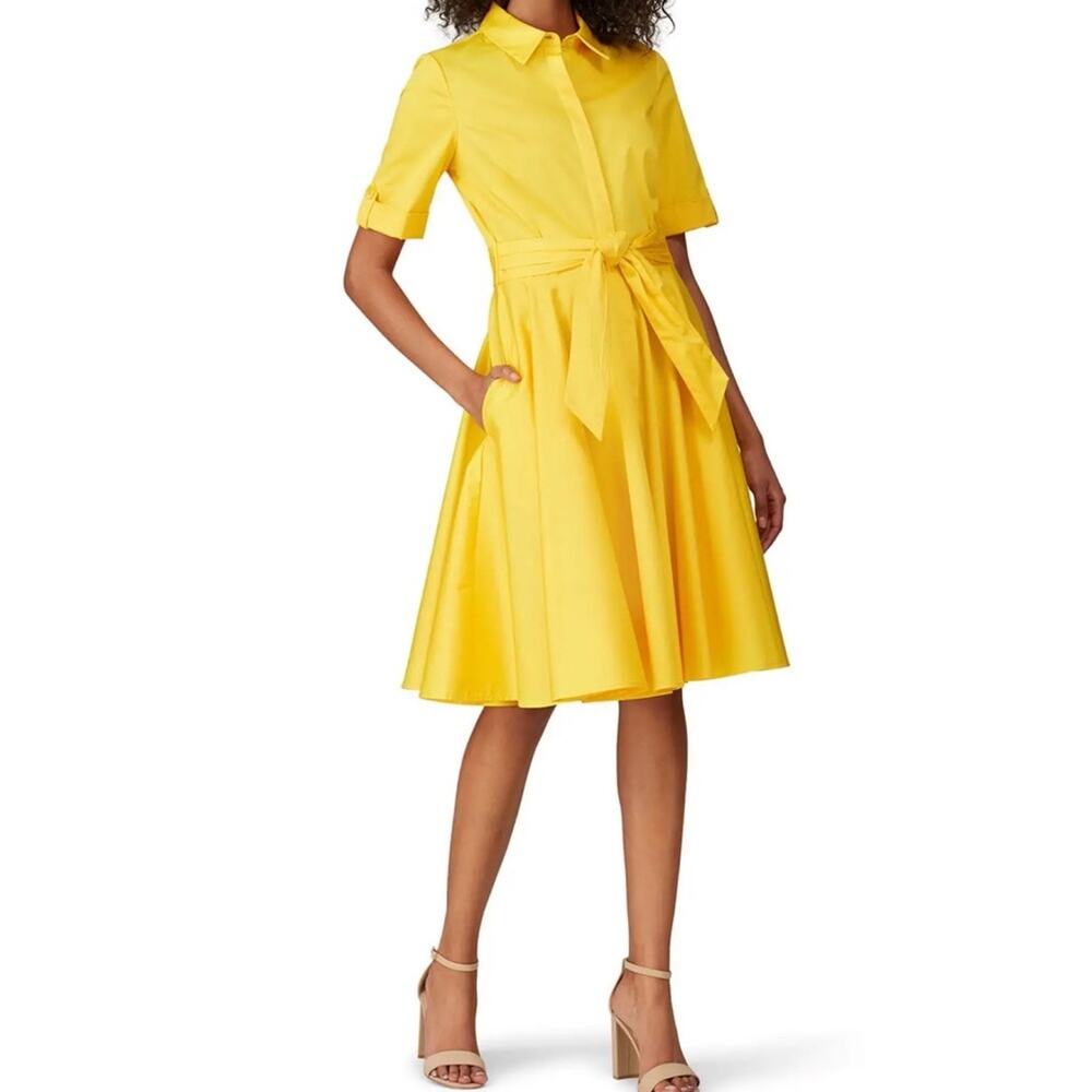 Badgley Mischka Yellow Shirt Collar Flare Dress 22 plus